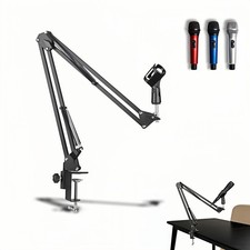 Microphone Boom Arm Stand, Adjustable Desk Mount Scissor with 360 Black