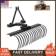 50" Landscape Rake 3Point Hitch Tractor Rake for Cat-0 Cat-1 Tractor Quick Mount