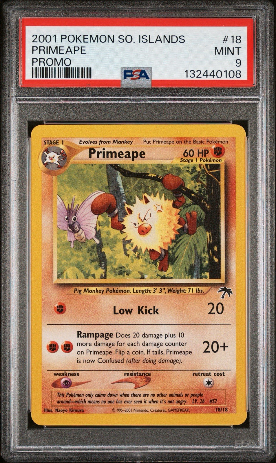 2001 Pokemon Primeape Southern Islands Promo #18 PSA 9
