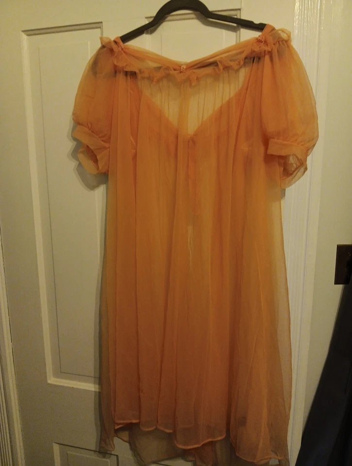 Al Sterling Lisette Sheer Chiffon Peignoir Robe, Flamingo Color - Image 3 of 4