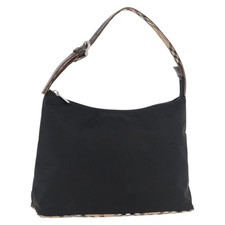 BURBERRY Blue Label Shoulder Bag Nylon Silver Black Auth 176580