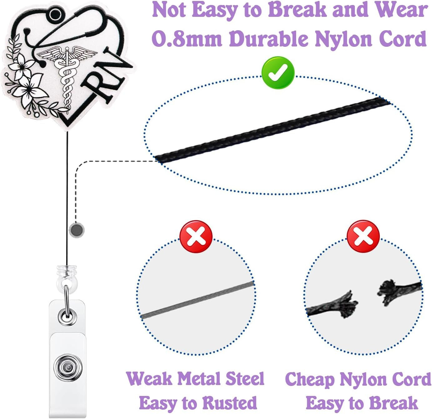 как выглядит Cute RN Badge Reel Retractable for Registered Nurse Medical Worker Registere фото