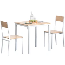 Modern Kitchen Table and 2 Chairs Furniture Collection with Sturdy Metal Frame