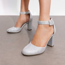 Women Ankle Strap High Heel Chunky Close Toe Dress Wedding Party Pump Shoes