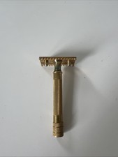 Antique 1909 Gillette Gold Tone Single Ring Old Type Open Comb Safety Razor