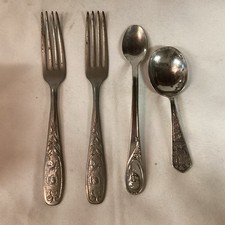 Vintage Children s,baby Utensils Gerber,Sterling Rogers, Girls Jumping ABC,S