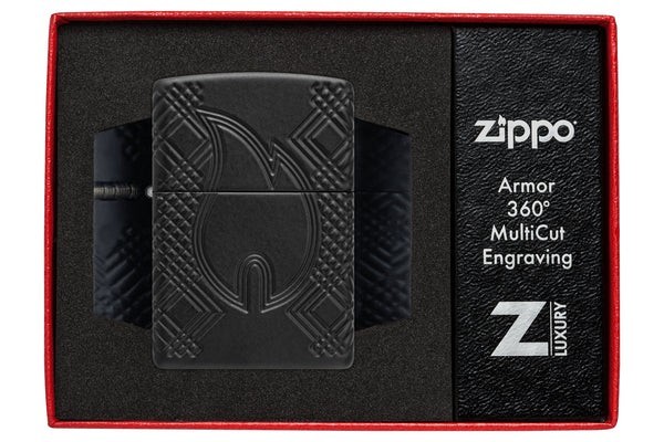 Zippo 46775, Rivet Flame Design Armor Lighter, Black Matte Finish