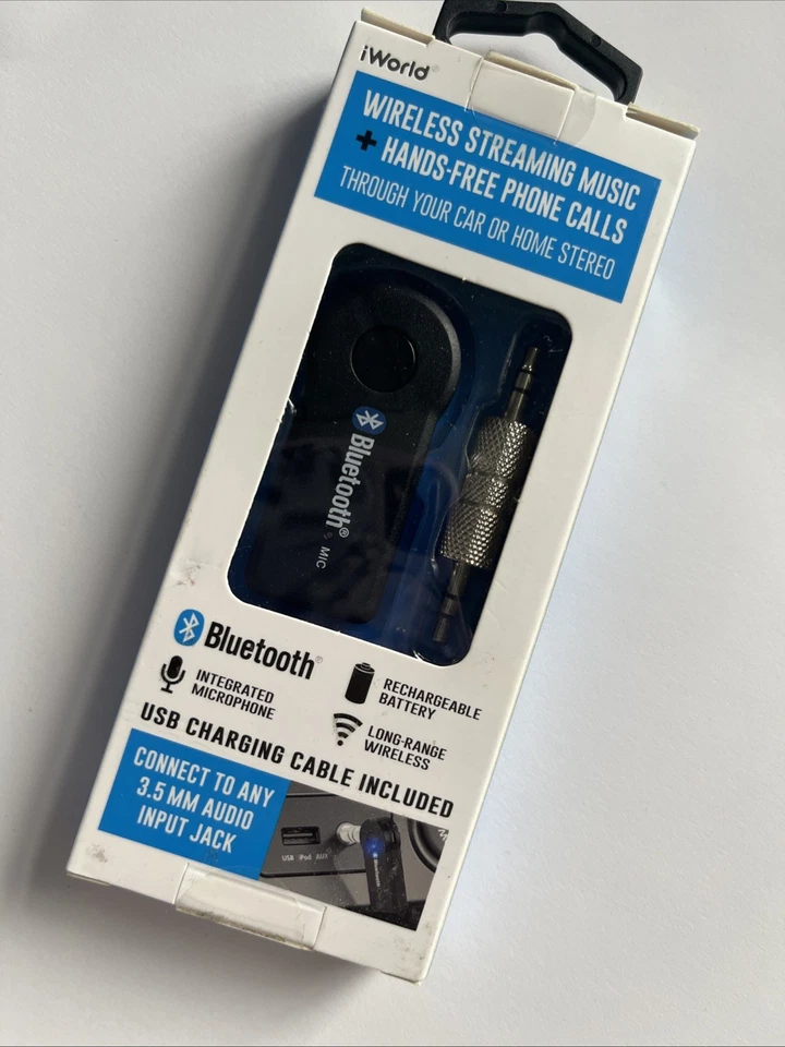 Bluetooth Audio Car Adapter Hands-Free Calls & Home Stereo -3.5mm Rechargeable  - Image 4 of 4