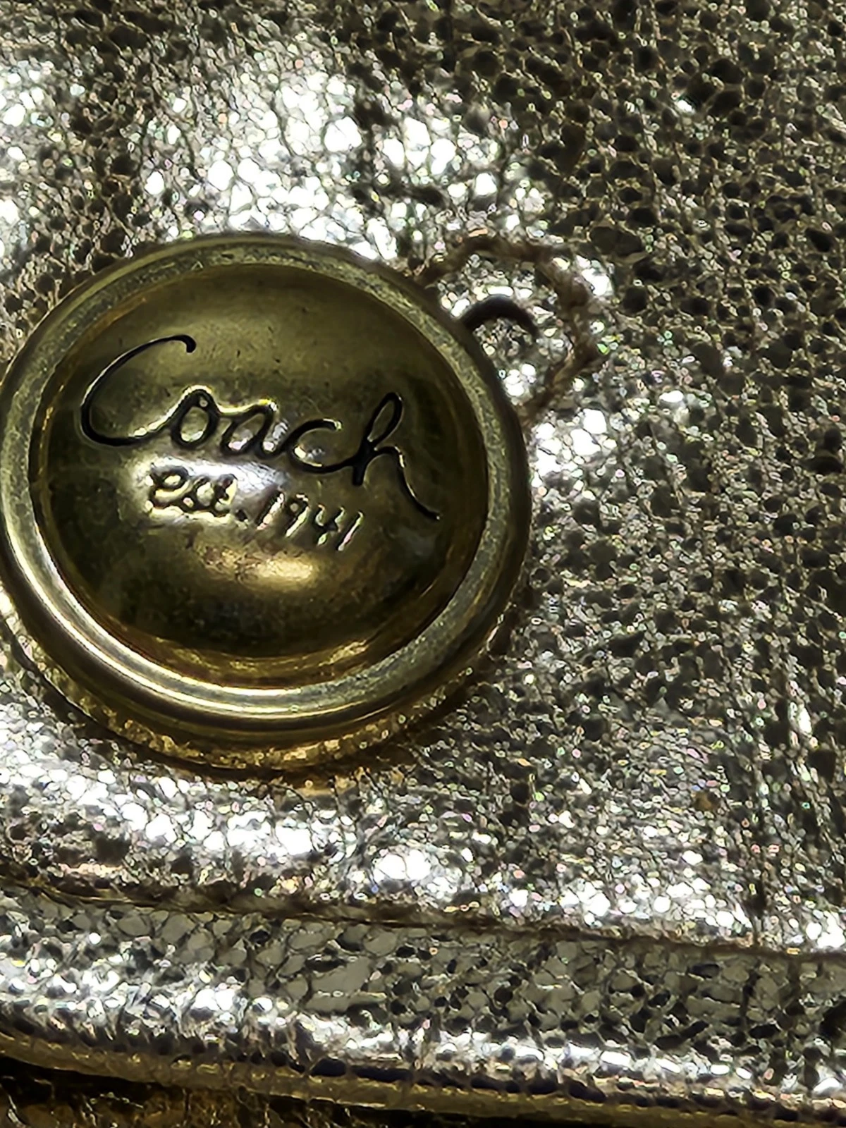 Borsa Coach Poppy vintage a tracolla piccola groovy oro metallizzato