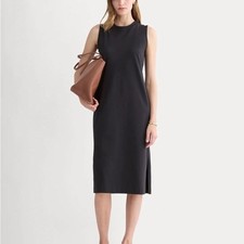 NWT Everlane The Weekend Black Sleeveless Cotton Tank Midi Dress Size XS