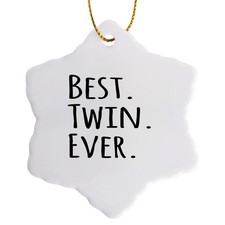 3dRose Best Twin Ever Gifts forBrothers or Sisters Snowflake Porcelain 3-Inch