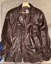 Michael Hoban North Beach Vintage Men's Brown Leather Jacket Lined Size M