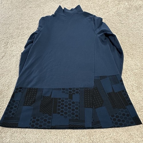Chalet Et Ceci Cowl Neck Mini Shift Dress Women’s L Blue Black Pocket - Picture 7 of 10