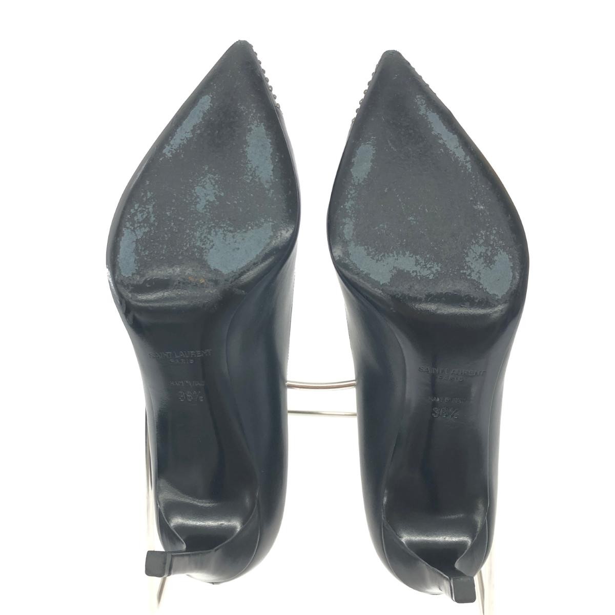 Saint Laurent Paris Shoes Pumps Heel EU 36.5 US 6.5 Leather Black Authentic thumbnail 5