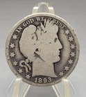 1893 U.S. Barber Half Dollar 90% Silver Type Coin
