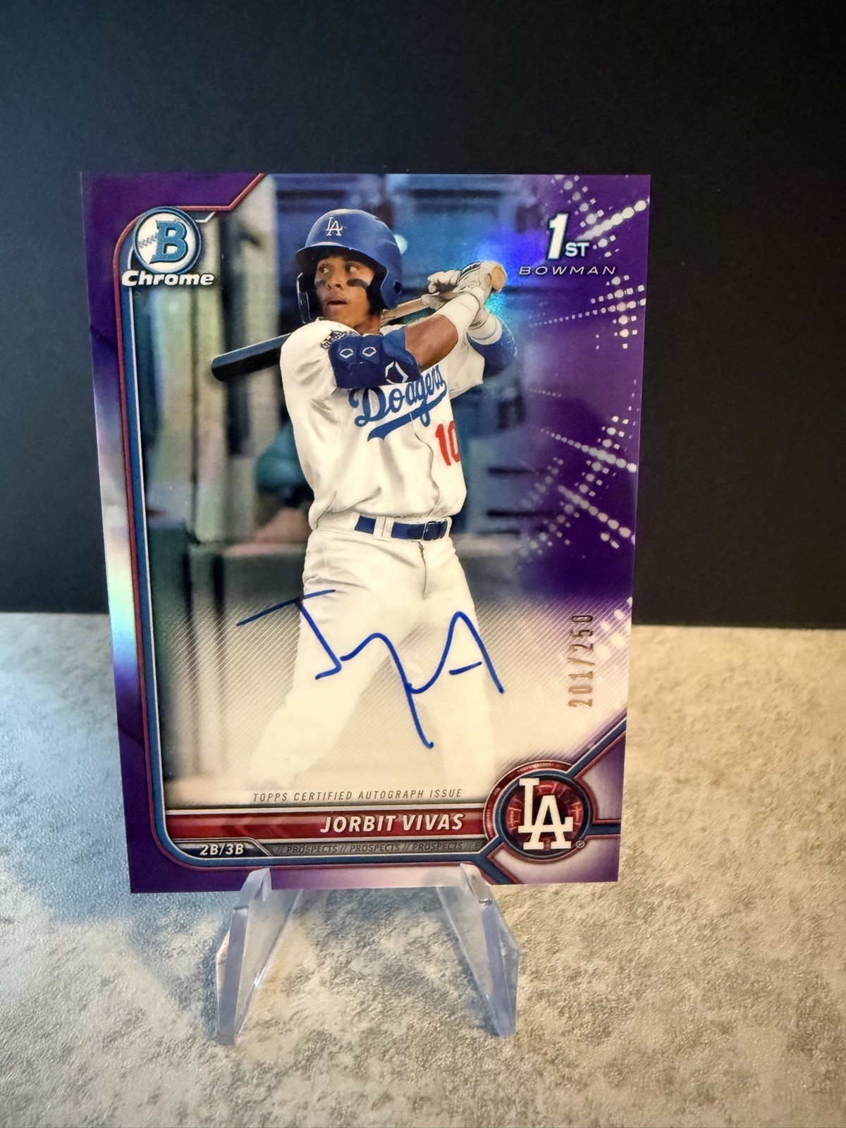 Jorbit Vivas - 2022 Bowman Chrome Purple Refractor Auto /250 1st Bowman