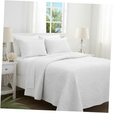 Queen Quilt Bedding Set- Lightweight Bedspreads Full Size- Soft White Quit