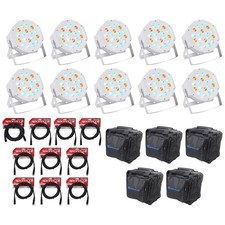  10 Rockville RockPAR50 WHT LED RGB Par Can DJ/Club DMX Wash Lights Cables Bags