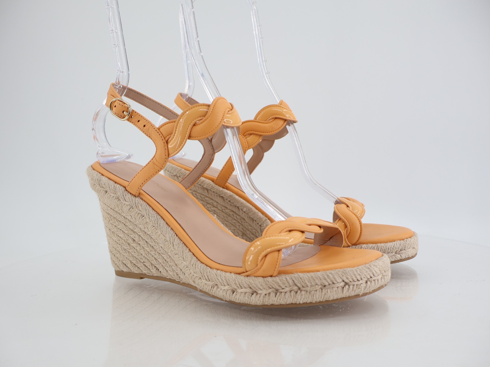 APL STUART WEITZMAN sandalo con zeppa espadrillas twist pelle arancione taglia 10 slingback