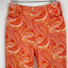 J. McLaughlin Womens Orange Pink Paisley Slim Leg Ankle Pants Size 6 Made in USA