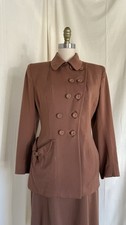 Vintage 1940  s Brown Gabardine Wool Suit Set Women  s Tailored S/M