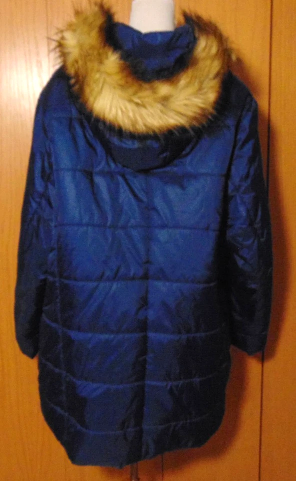 CHAQUETA ABRIGO ROAMANS MUJER ACOLCHADA/ACOLCHADA PARKA PIEL SINTÉTICA CAPUCHA RIBETE ~ 2X (26/28) Foto 3 de 4