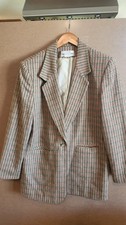 Vintage Cathy Daniels Houndstooth Plaid Blazer Size 14 Women's Single Button J24