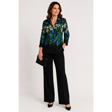 Vintage 90s Silk Land 100 Silk Floral Jacket M Black Blue Tulip Art to Wear