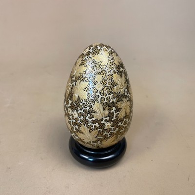 Orientalisches Porzellan Deko Ei Japanisch Gold Schwarz Floral Vintage Ornament