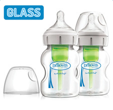 Dr Brown's Options+ Anti-Colic Baby Bottle 150ml 5oz GLASS Twin Pack Wide Neck