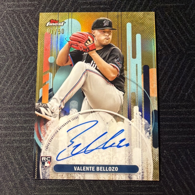 Topps 2025 Finest Autographs Valente Bellozo RC Auto Gold Refractor /50 FA-VB