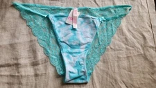 Victoria Secret  NWT Lace Back Low Rise String Bikini 2012 Teal Dye LGE