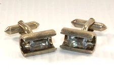 Vtg Sterling Silver 970 Modernist Antonio Pineda Mexico Blue Topaz Cufflinks