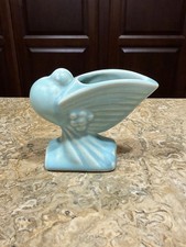 Vintage Nelson McCoy Miniature Dove Flower Holder 1940s, Matte Aqua Stunning!