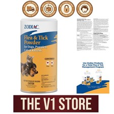 Zodiac Flea  Tick Powder with Shaker Top for Dogs Puppies Cats  Kittens 6 oz