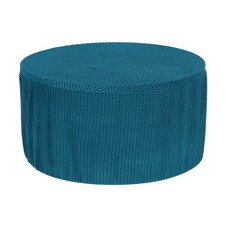 Round Footstool Slipcover, Foot Stool Protector Covers X-Large, Dark Cyan