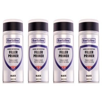 4x Bartoline Füller Grundierung schnelltrocknend Kunststoff Metall Holzkleber schwarz 400ml