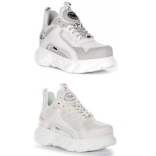 Buffalo Cld Chai Vegan Basso Piattaforma Sneakers Donna Bianca Grigia EU 36-41