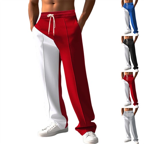 Herren Color Block Hose Sport Lauf Jogginghose Freizeit Hip Hop Hose Neu - Bild 1 von 10
