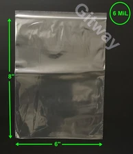 6" x 8" Heavy Duty 6 MIL Resealable Zip Top Lock 6x8" 6 MiL Clear Plastic Bags