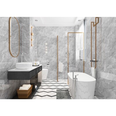 Marmor Klebefliesen Grau - 10 Stück 30x60cm, Wasserfeste Selbstklebende Wandpaneele