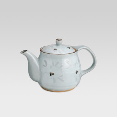 Arita-yaki teapot - White arabesque - 550cc/ml - kago ami stainless steel net