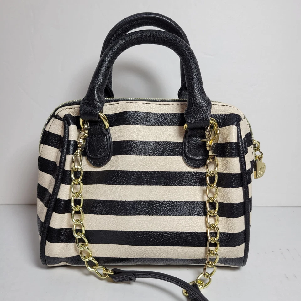 Betsey Johnson блестки бант мини сумочка сумка через плечо кремовые черные полосы - Изображение 4 из 4