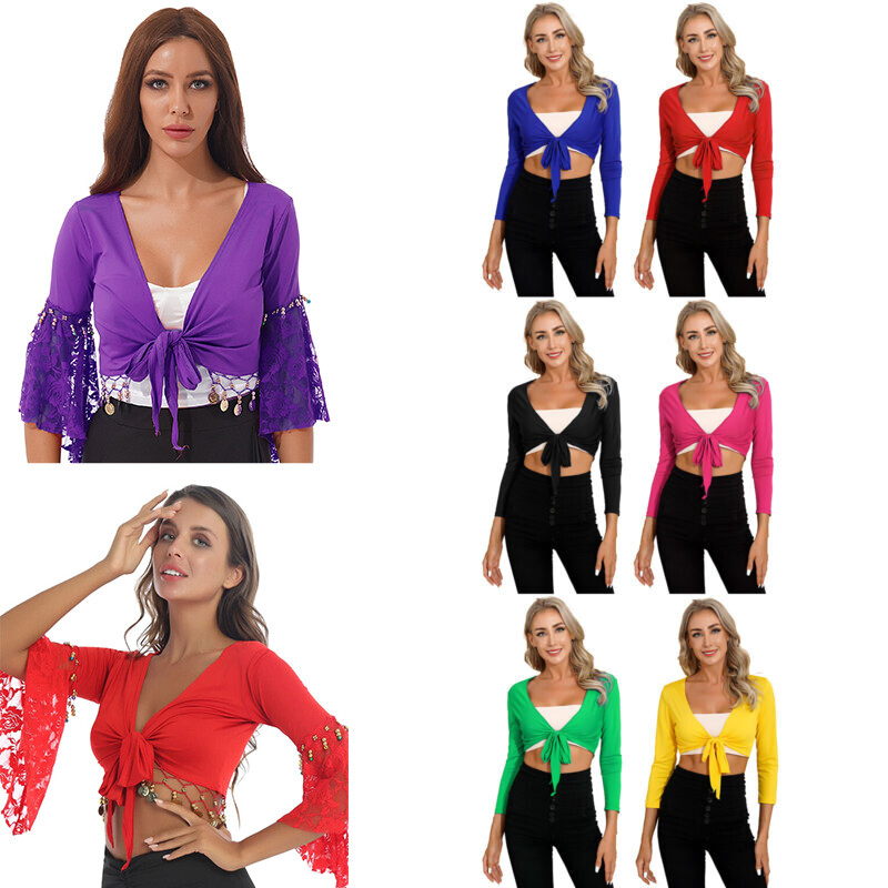 Women Cardigan Long Sleeve Wrap Shawl Tops Yoga Belly Dance Performance  Costume