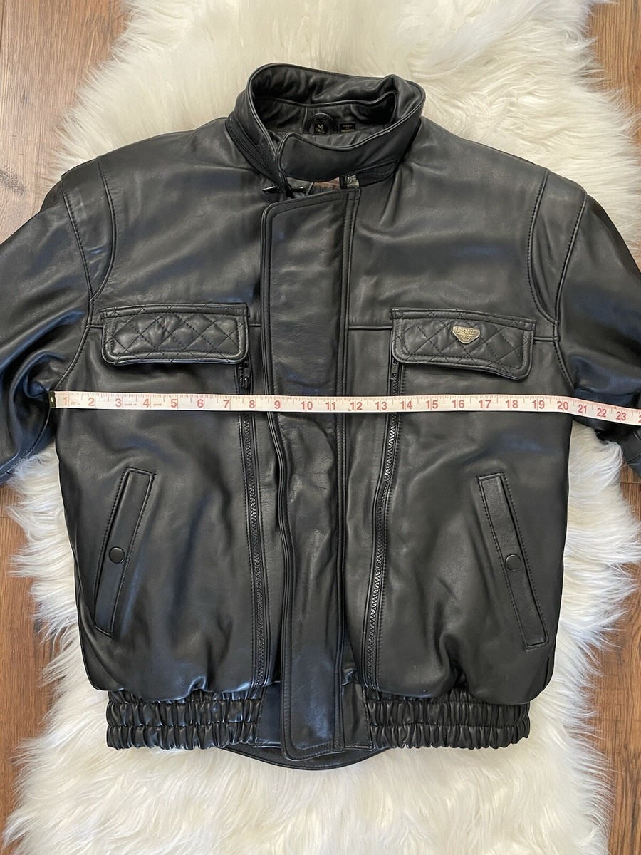 VINTAGE FIRSTGEAR by Hein Gericke, Leather Motorcycle Jacket Black
