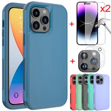 For iPhone 14 Pro Max 14 Plus 13 Case Hybrid Cover Camera Lens Screen Protector