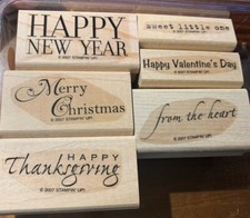 Stampin' Up Wood Stamp Set - Holidays Wishes - Set of 6 - RETIRED