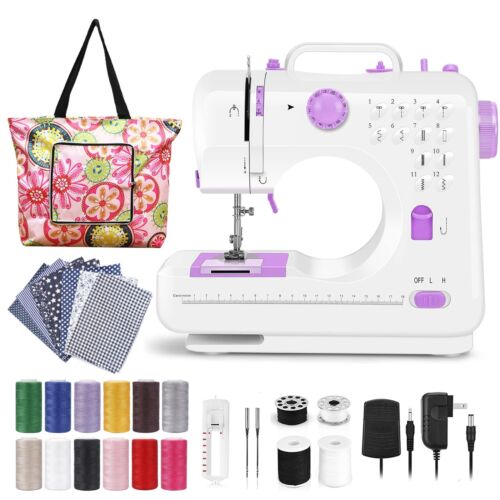 Sewing Machine for Beginners Electric Mini Portable 12 Built-in Stitches with...