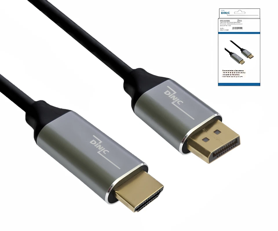 DINIC Premium Displayport auf HDMI Kabel, 4K@60Hz, 3D, HDR, DP auf HDMI, 1 m - Bild 2 von 4