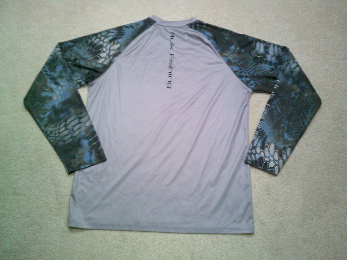 Huk Performance Fishing Shirt Mens Medium Gray Blue